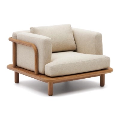 Megumi Fabric & Teak Timber Indoor / Outdoor Armchair