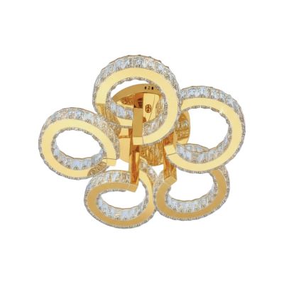 Ciao Crystal Glass Dimmable LED Flush Mount Ceiling Light with Remote, 5 Light, CCT, Gold
