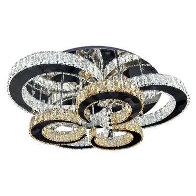 Fred Crystal Glass Dimmable LED Flush Mount Ceiling Light with Remote, 6 Light, CCT, Chrome