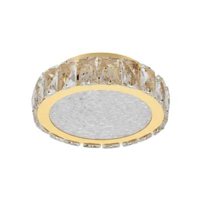 Edan Crystal Glass Dimmable LED Flush Mount Ceiling Light with Remote, 30W, CCT, Gold