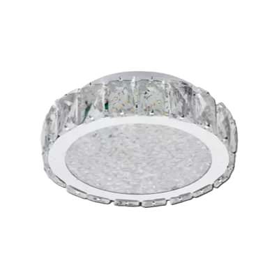Edan Crystal Glass Dimmable LED Flush Mount Ceiling Light with Remote, 30W, CCT, Chrome