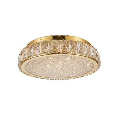 Edan Crystal Glass Dimmable LED Flush Mount Ceiling Light with Remote, 40W, CCT, Gold