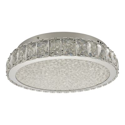 Edan Crystal Glass Dimmable LED Flush Mount Ceiling Light with Remote, 40W, CCT, Chrome