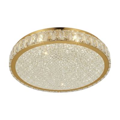 Edan Crystal Glass Dimmable LED Flush Mount Ceiling Light with Remote, 50W, CCT, Gold
