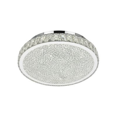 Edan Crystal Glass Dimmable LED Flush Mount Ceiling Light with Remote, 50W, CCT, Chrome