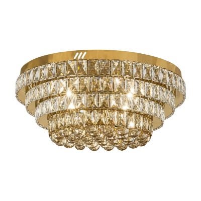 Norris Crystal Glass Dimmable LED Flush Mount Ceiling Light with Remote, CCT, Gold