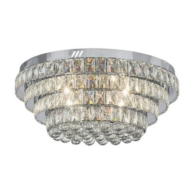 Norris Crystal Glass Dimmable LED Flush Mount Ceiling Light with Remote, CCT, Chrome