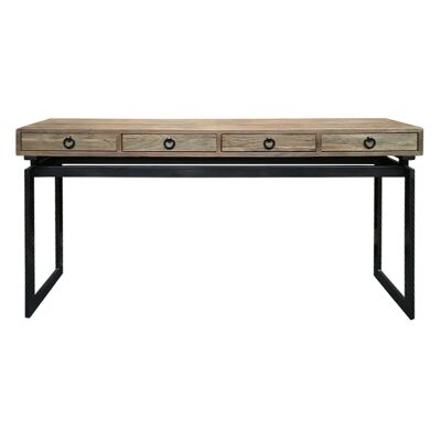 Torano Reclaimed Elm Timber & Iron Console Table, 160cm