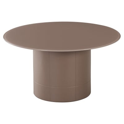 Haifa Glass Top Round Coffee Table, 80cm, Chestnut 