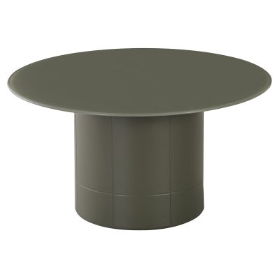 Haifa Glass Top Round Coffee Table, 80cm, Khaki