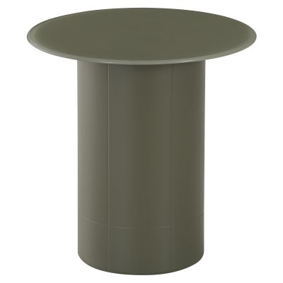 Haifa Glass Top Round Side Table, Khaki