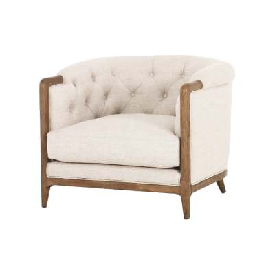 Ellsworth Fabric & Timber Armchair, Off White