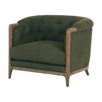 Ellsworth Fabric & Timber Armchair, Olive