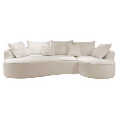 Airlo Teddy Fabric Compressed Modular Curved Corner Sofa, 4 Seater with RHF Chaise, White