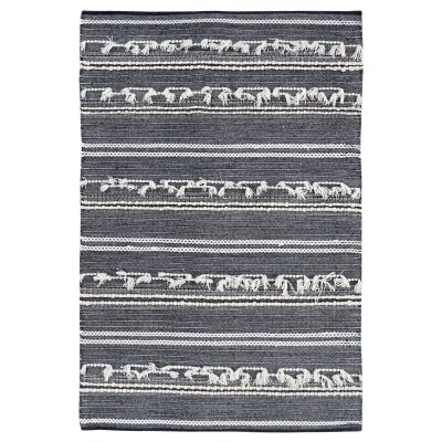 Noir Handwoven Wool Rug, 230x160cm, Charcoal
