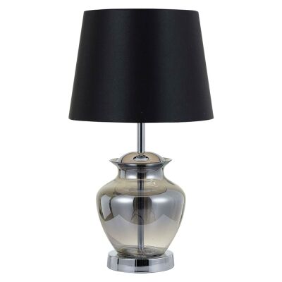 June Glass Base Table Lamp, Smoke / Chrome