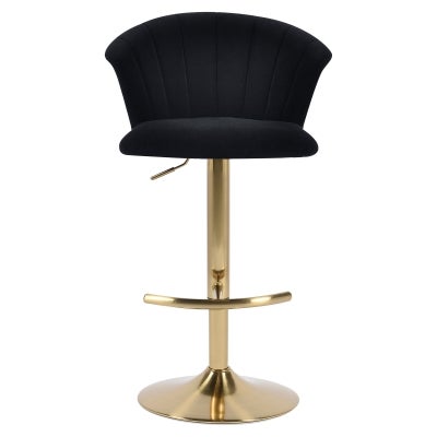 Flare Velvet Fabric & Metal Gas Lift Swivel Counter / Bar Stool