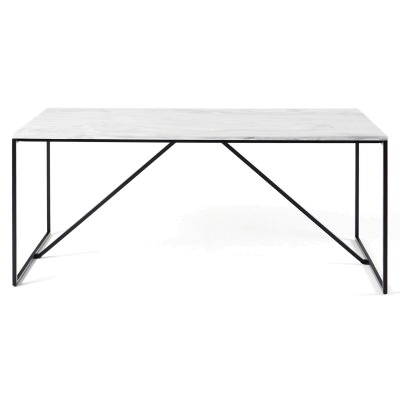 Jaxon Marble & Metal Dining Table, 180cm, White / Black