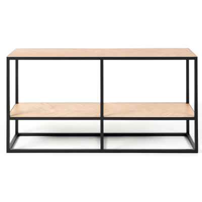Junction Metal & Oak Timber Console Table, 160cm, Black / Oak