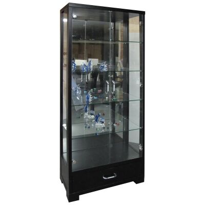 Raya Mirrored Display Cabinet, High Gloss Black