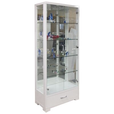 Raya Mirrored Display Cabinet, High Gloss White