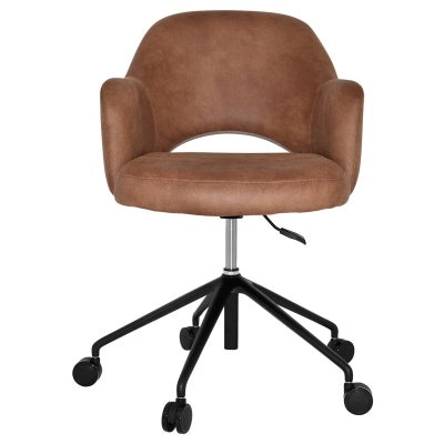 Albury Commercial Grade Eastwood Fabric Gas Lift Office Armchair, V2, Tan / Black