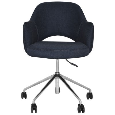 Albury Commercial Grade Gravity Fabric Gas Lift Office Armchair, V2, Navy / Silver