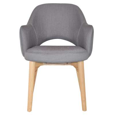 Albury Commercial Grade Gravity Fabric Dining Armchair, Timber Leg, Steel / Natural