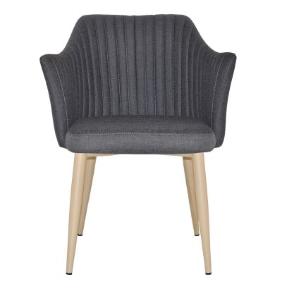 Coogee Commercial Grade Gravity Fabric Dining Armchair, Metal Leg, Slate / Birch