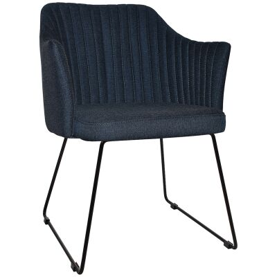 Coogee Commercial Grade Gravity Fabric Dining Armchair, Sled Leg, Navy / Black