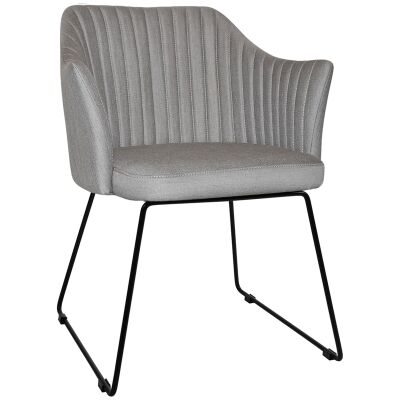 Coogee Commercial Grade Gravity Fabric Dining Armchair, Sled Leg, Steel / Black