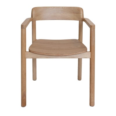 Matilda Commercial Grade Ashwood Dining Armchair, Timber Seat, Natural
