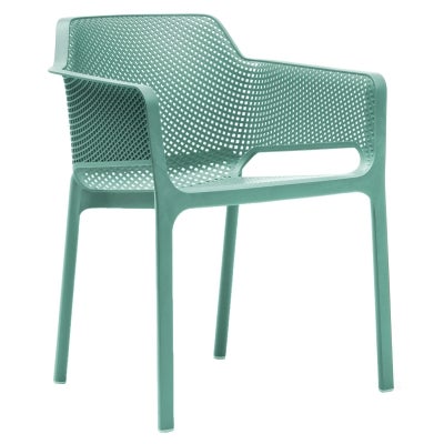 Net Italian Made Commercial Grade Stackable Indoor / Outdoor Dining Armchair, Mint
