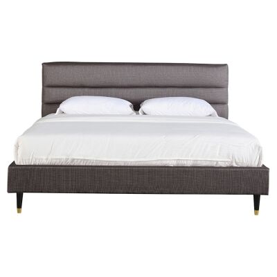 Karissa Fabric Platform Bed, King, Dark Grey