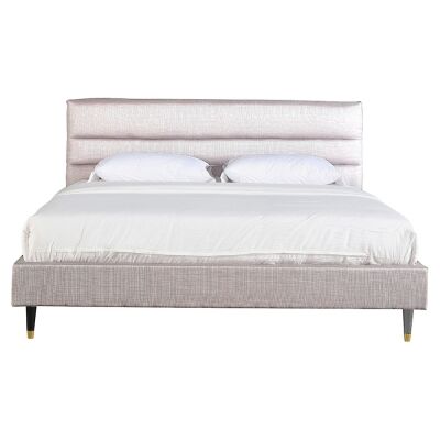 Karissa Fabric Platform Bed, Queen, Light Grey