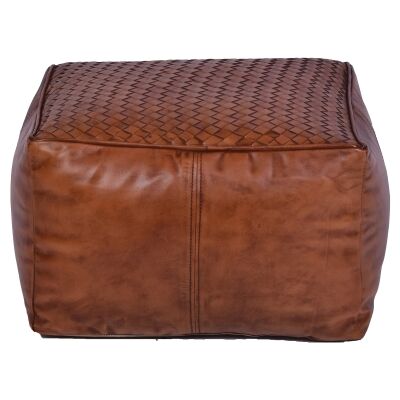 Foret Leather Square Ottoman Pouf