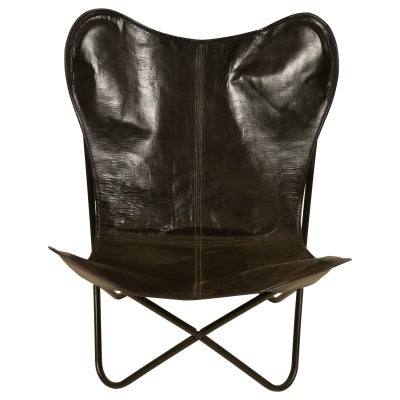Jaipur Leather Butterfly Chair, Black