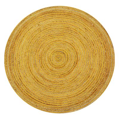 Spindra Handwoven Jute Round Rug, 120cm, Ochre