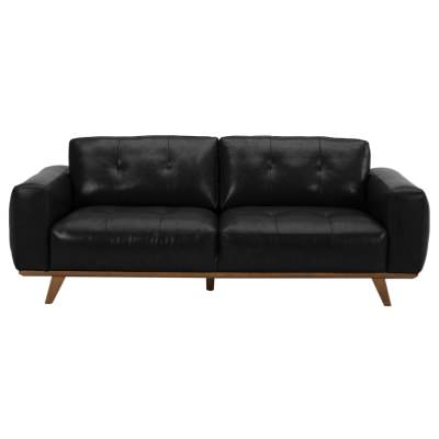 Iskro Leather Sofa, 2 Seater, Black
