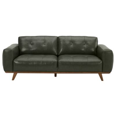 Iskro Leather Sofa, 3 Seater, Dark Moss
