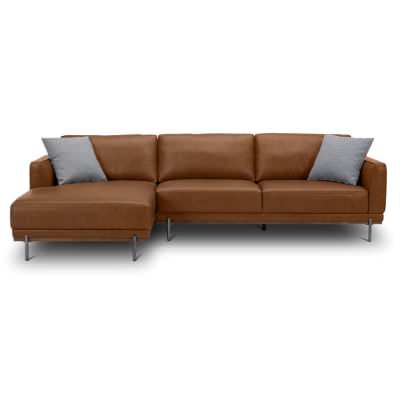 Montra Leather Corner Sofa, 4 Seater with LHF Chaise, Brown