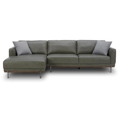 Montra Leather Corner Sofa, 4 Seater with LHF Chaise, Sage