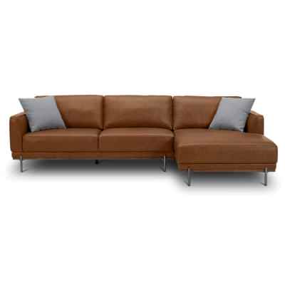 Montra Leather Corner Sofa, 4 Seater with RHF Chaise, Brown