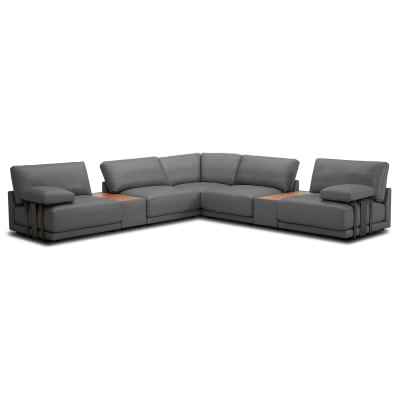Kalsen Leather Modular Corner Sofa, 4 Seater, Dark Grey