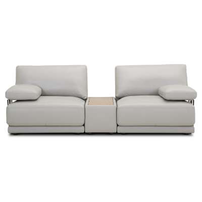 Kalsen Leather Modular Sofa, 2 Seater, Light Grey