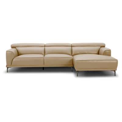 Norham Leather Modular Corner Sofa, 3 Seater with RHF Chaise, Sand