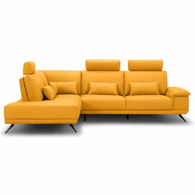 Hestby Leather Modular Corner Sofa, 2.5 Seater with Left Bumper, Saffron