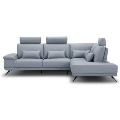 Hestby Leather Modular Corner Sofa, 2.5 Seater with Right Bumper, Slate Blue