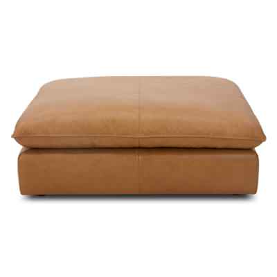 Viskar Leather Ottoman, Caramel