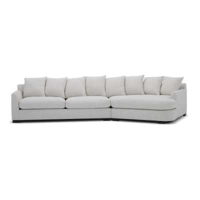 Dorvix Fabric Modular Sofa, 3 Seater with Right Bumper, Off White